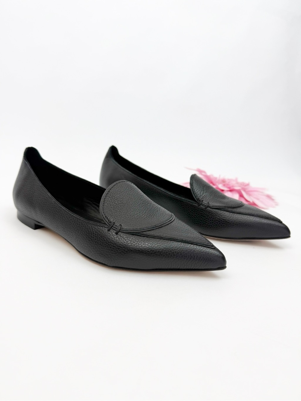 M. Gemi Leather Stellato Anello Ballet Flats Loafers Black